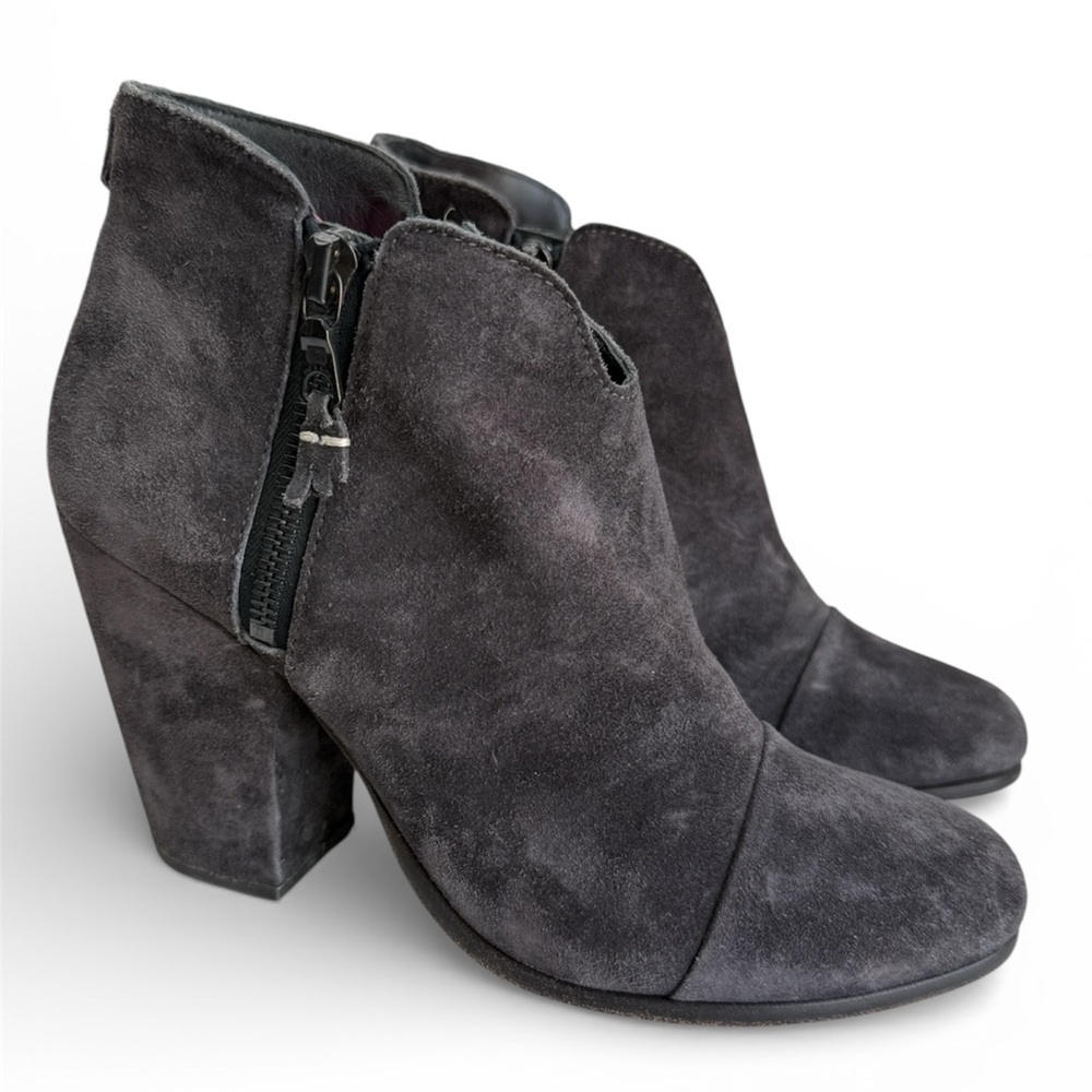 Rag & Bone 'Margot' Suede Bootie Eu 38.5 US 8.5 Charcoal Stacked Heel